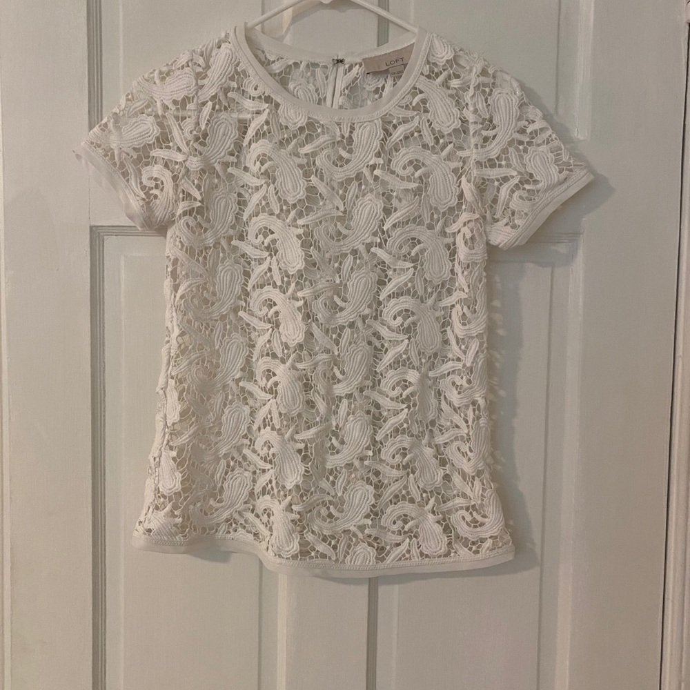 LOFT White Lace Top